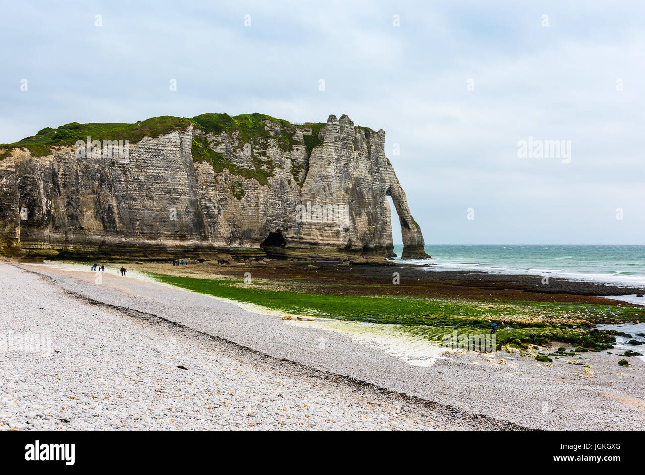 The beach and stone cliffs in Etretat, France, Normandy Stock Photo - Alamy