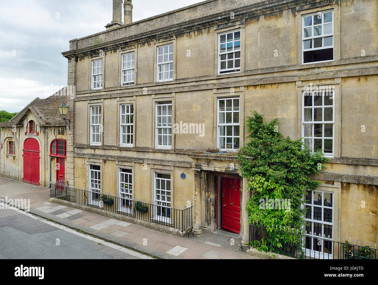 The Old Vicarage, St Mary St, Chippenham Grade II listed building circa 1678 with a Georgian facade of Bath stone. Now a Care Home Stock Photo