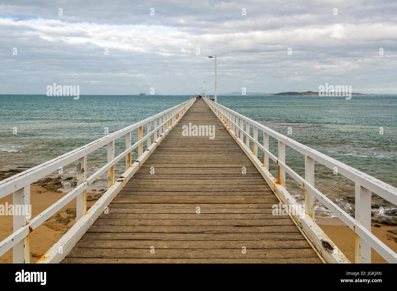 Point Lonsdale Pier on an overcast  autumn afternoon - Victoria, Australia Stock Photo