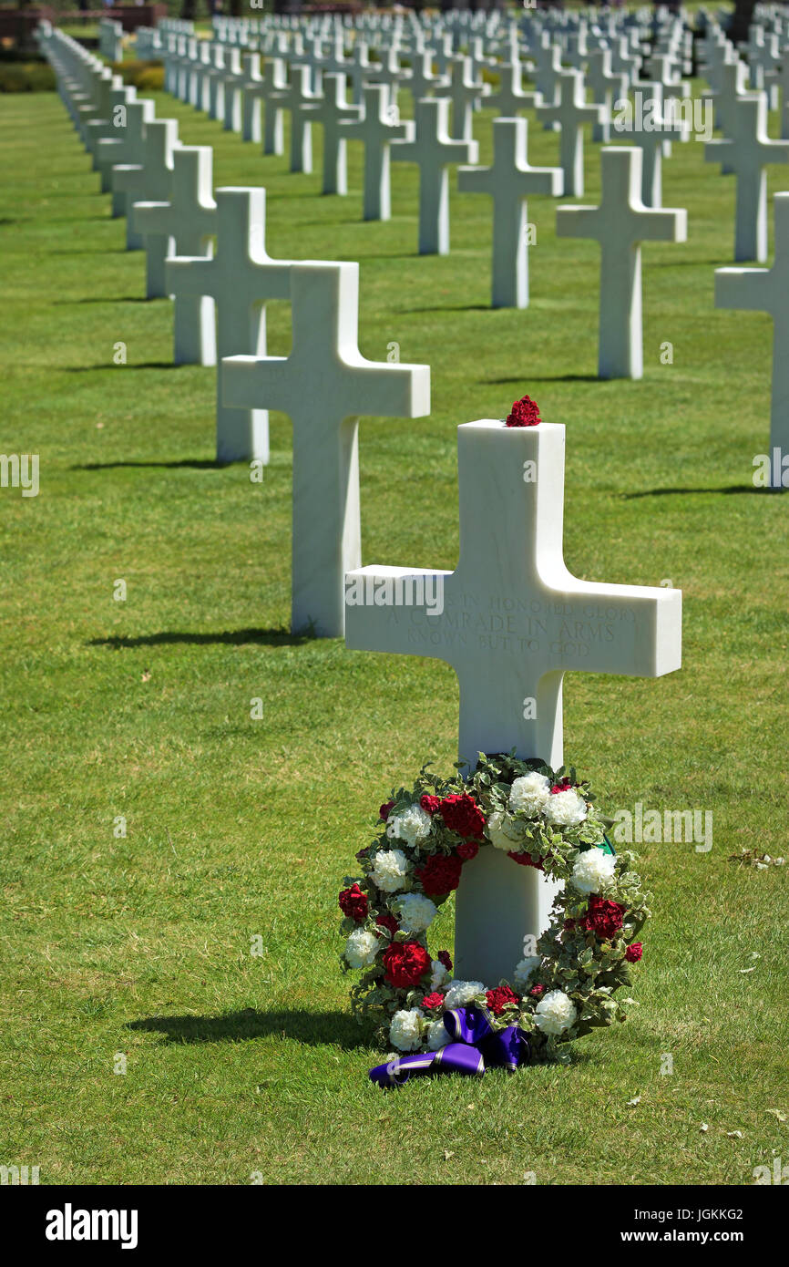 COLLEVILLE SUR MER, FRANCE - JUNE 2014; American cemetery. Stock Photo