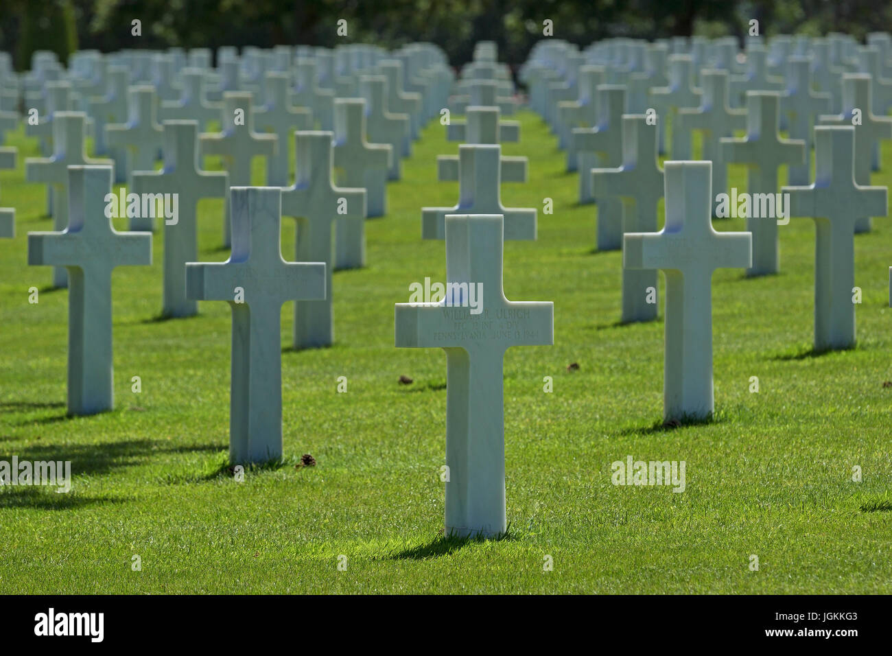 COLLEVILLE SUR MER, FRANCE - JUNE 2014; American cemetery. Stock Photo