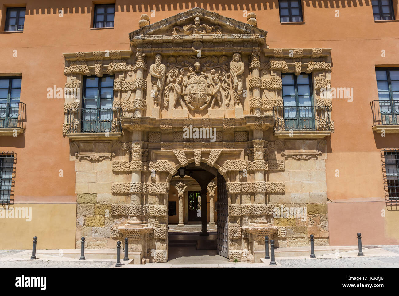 Entrance to the historic town hall of Almansa, Spain Stock Photo