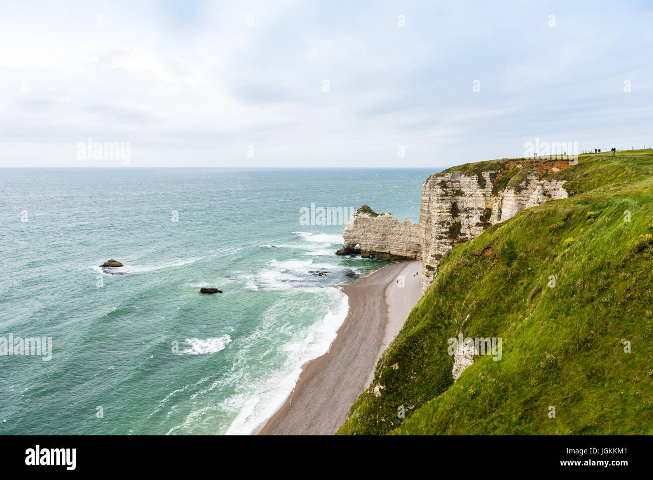 The beach and stone cliffs in Etretat, France, Normandy Stock Photo - Alamy