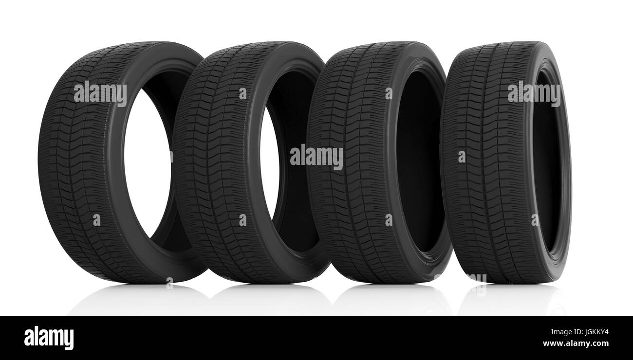 Car tires set isolated on white background. 3d illustration Stock Photo Alamy