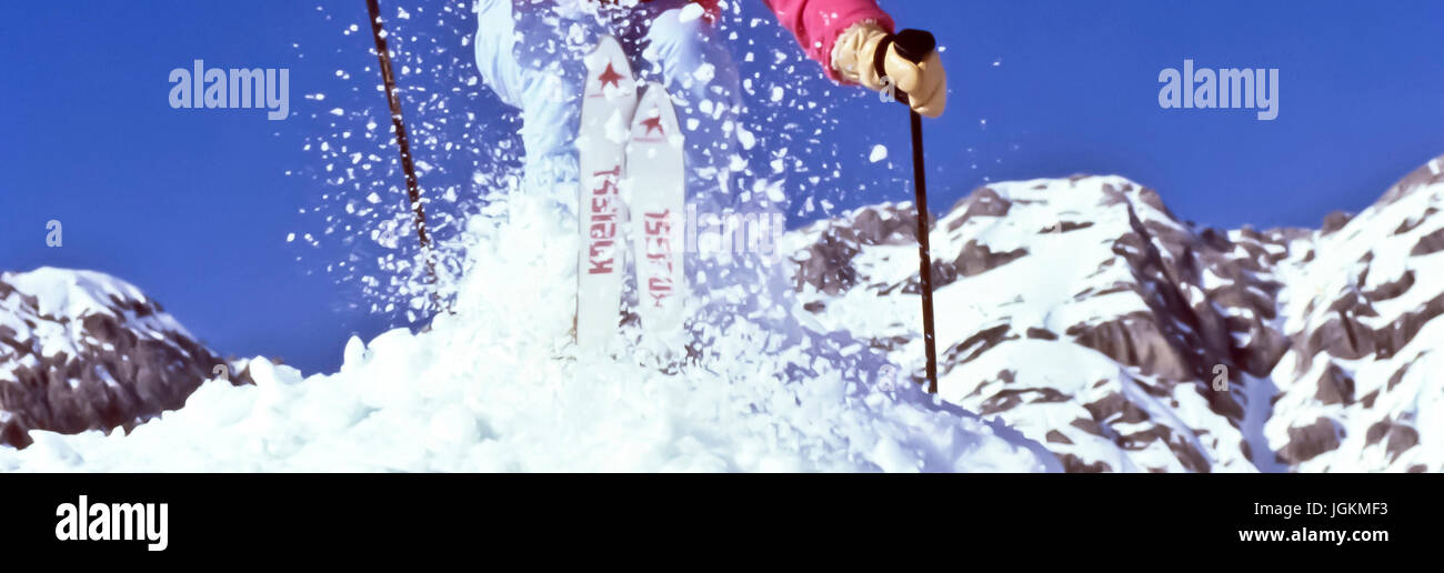 RS 6959. Backgrounds; Colours; Colors; Display, Girl skiing, Alps, Austria Stock Photo