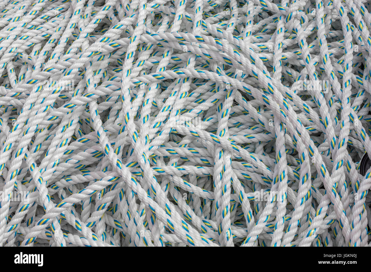 Fishermen's ropes on the quayside at Newquay harbour, Cornwall ...