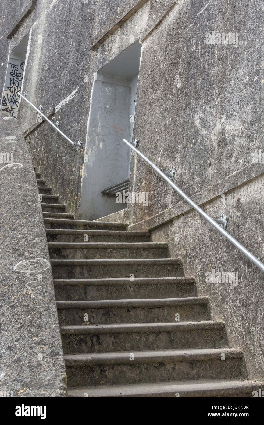 Steps at Newquay harbour in Cornwall - metaphor for many concepts relating to 'upwards', getting on the property ladder, climbing corporate ladder. Stock Photo