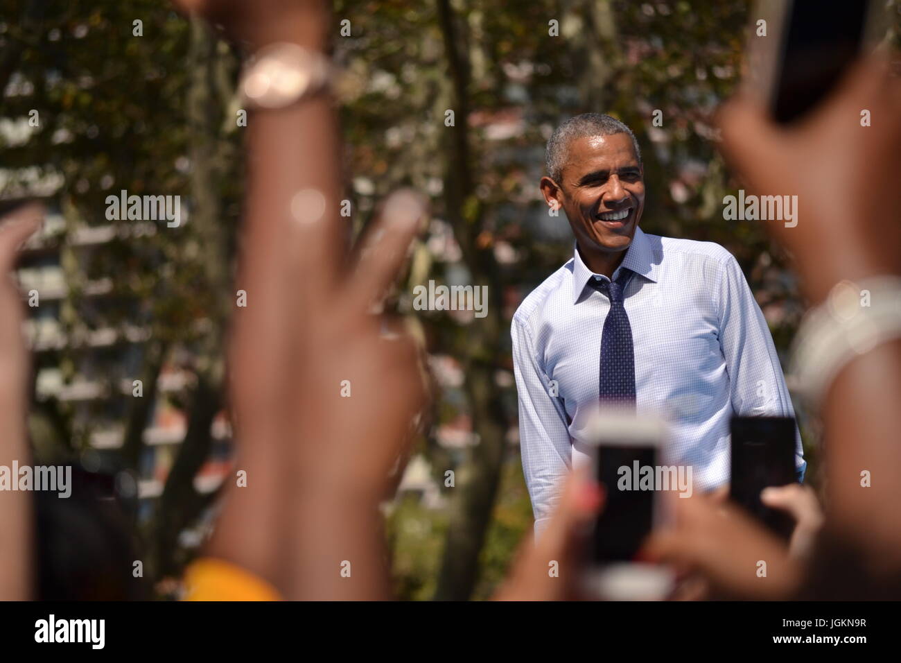 Barack Obama at Hillary Clinton Rally Stock Photo