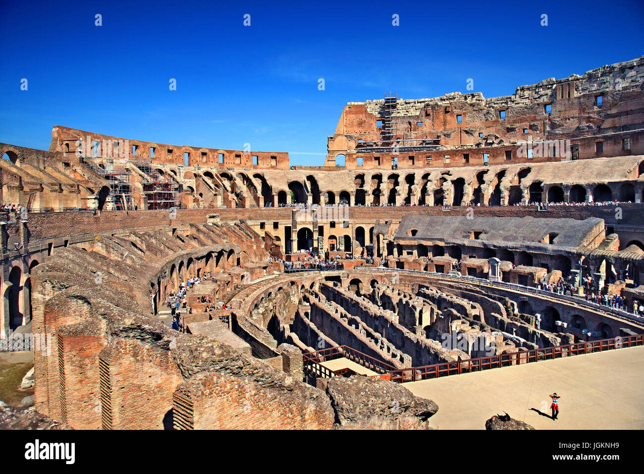 Inside the Colosseum ("Colosseo", also known as the "Flavian Amphitheatre"), Rome, Italy Stock Photo