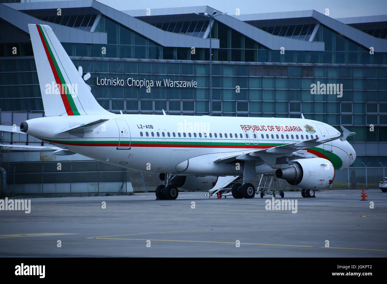 Warsaw, Poland, July 5th, 2017: Bulgarian Government aircraft Airbus A319-112 at Chopin Airport. Stock Photo