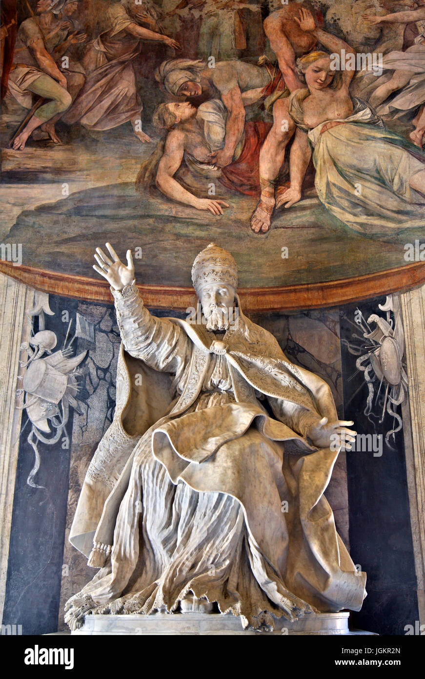 Statue of Pope Urbano VIII Barberini Pontifici Optimo Maximo (by Gian Lorenzo Bernini) in Capitoline Museum, Rome, Italy. Stock Photo