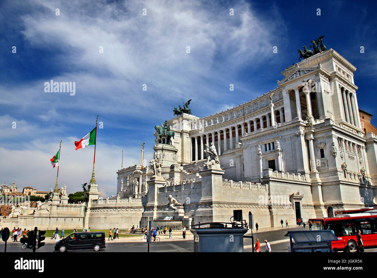 The Altare della Patria ("Alter of the Fatherland"),  also known as the "Monumento Nazionale a Vittorio Emanuele II"  or "Vittoriano", Rome, Italy. Stock Photo