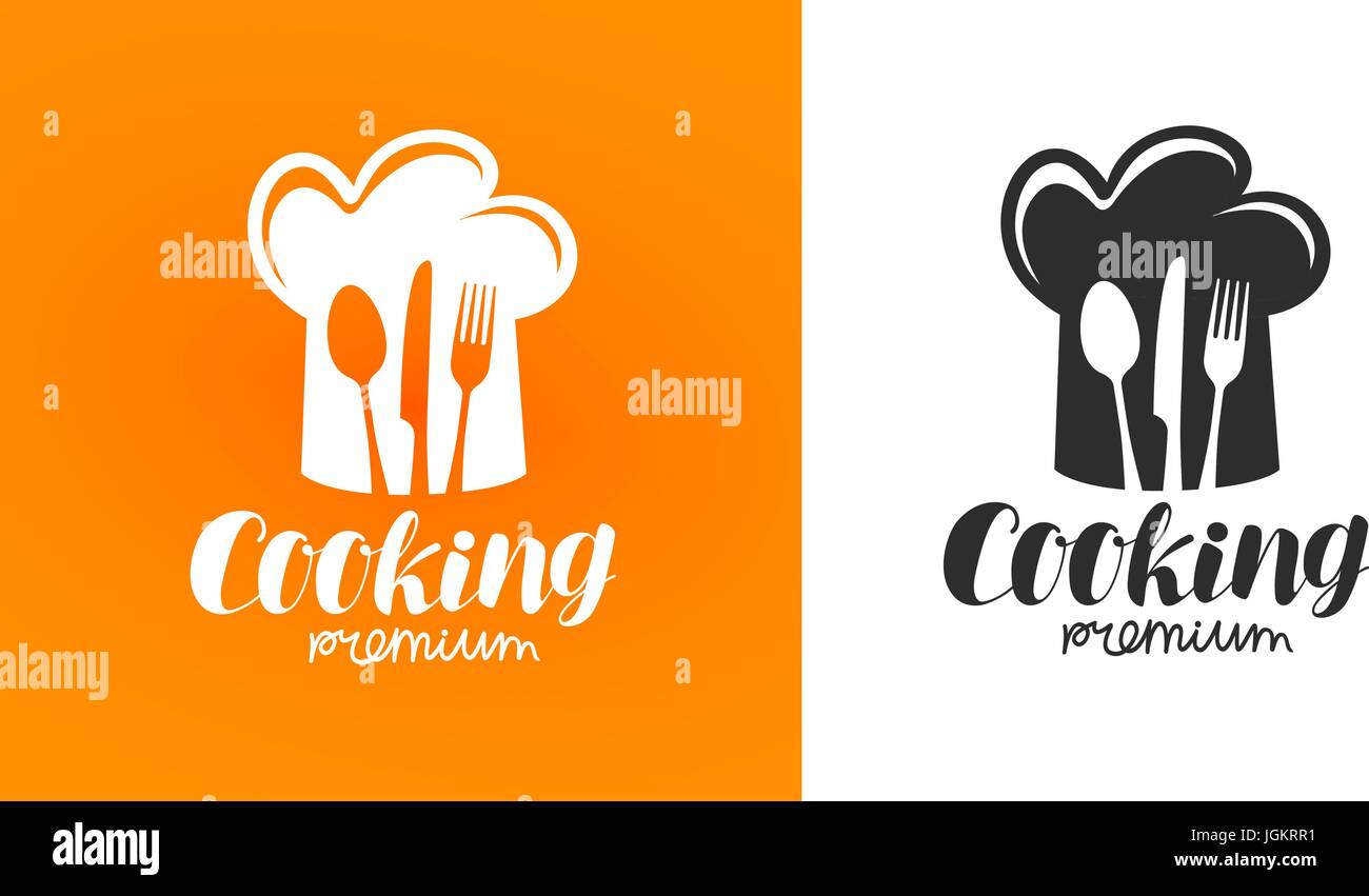 Cooking label or logo. Restaurant, eatery, diner, bistro, cafe icon. Vector illustration Stock Vector