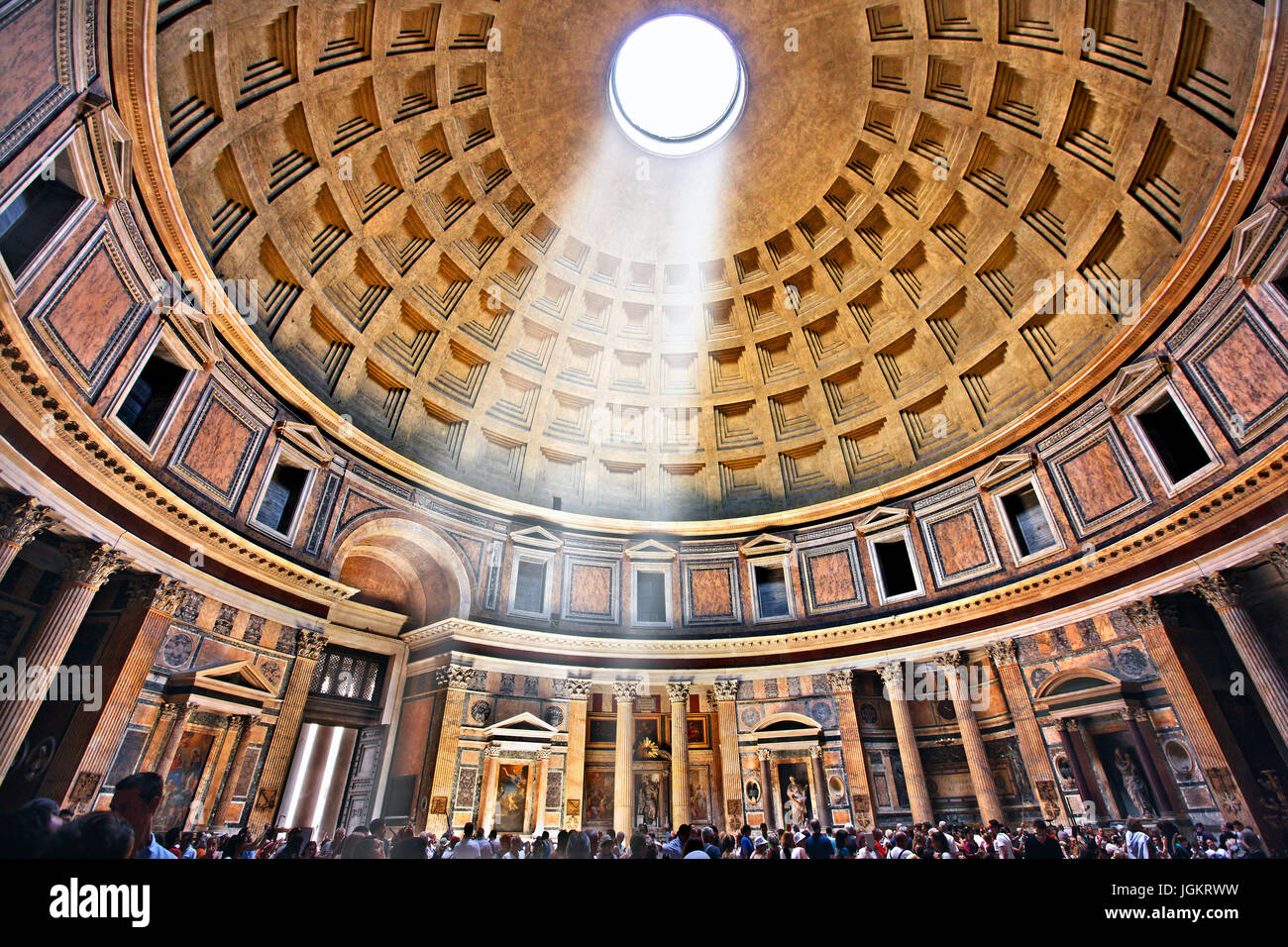 Inside the Pantheon former Roman Temple, now a church of St. Mary and the Martyrs (Chiesa Santa Maria dei Martiri), Rome, Italy. Stock Photo