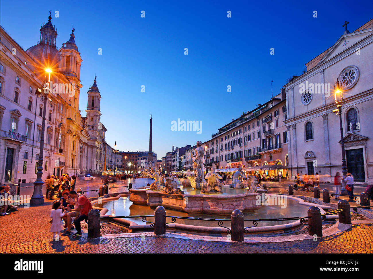 Fontana del Moro(Moor fountain), Piazza Navona, Rome, Italy Stock Photo