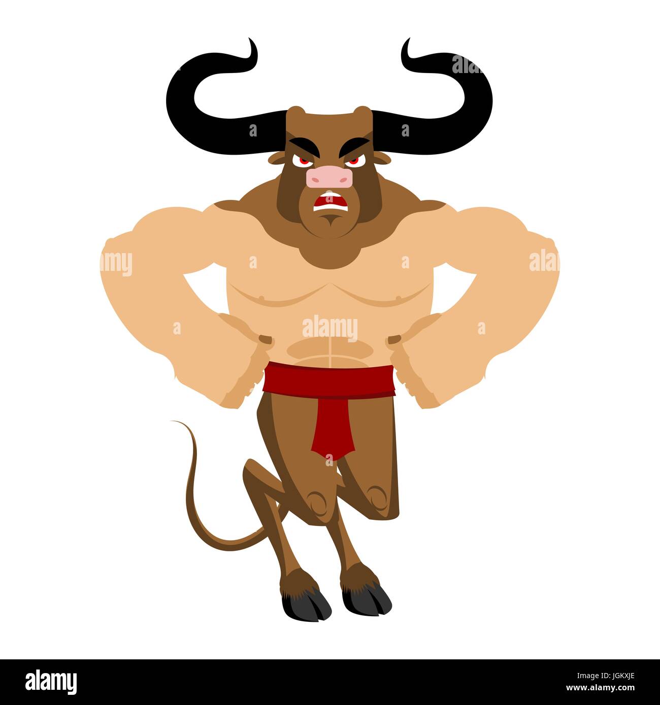 Minotaur Ancient Greek Mythical beast. Monster with bull head Stock Vector