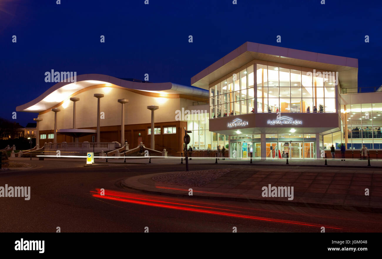 Floral Pavilion Theatre, New Brighton, Wirral exterior at night. Stock Photo