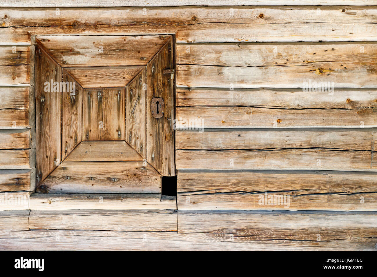 Timber made hatch in a wooden wall Stock Photo Alamy