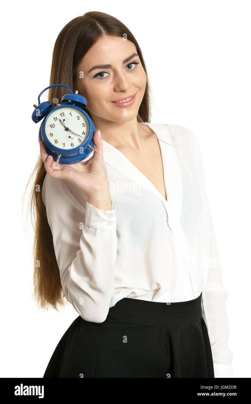 woman with the clock Stock Photo - Alamy