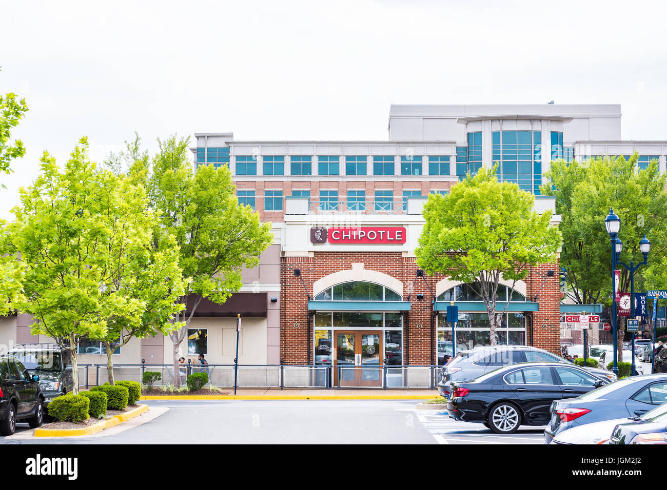 Fairfax, USA July 3, 2017 Chipotle store and sign in Fairfax Corner