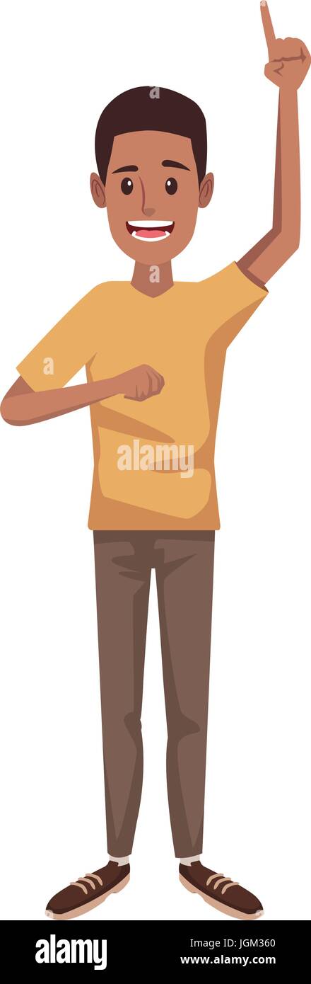 young guy standing waving hand cheerful cartoon Stock Vector Image ...