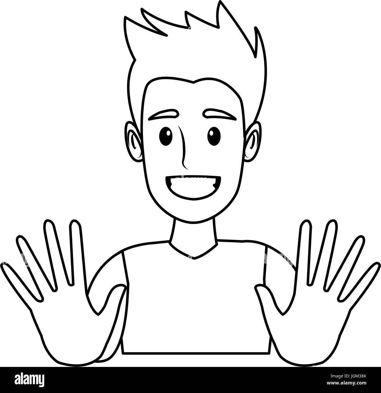 portrait funny guy cartoon young people profile Stock Vector Image