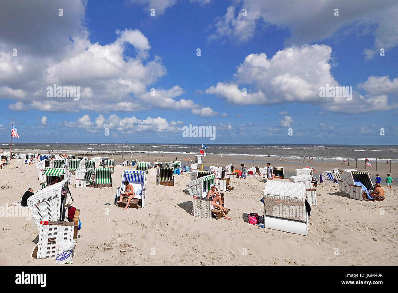 Germany, Lower Saxony, East Friesland, island, Wangerooge, East Frisian, islands, day, beach, vacation, beach, beach life, boats, beach basket, beach  Stock Photo