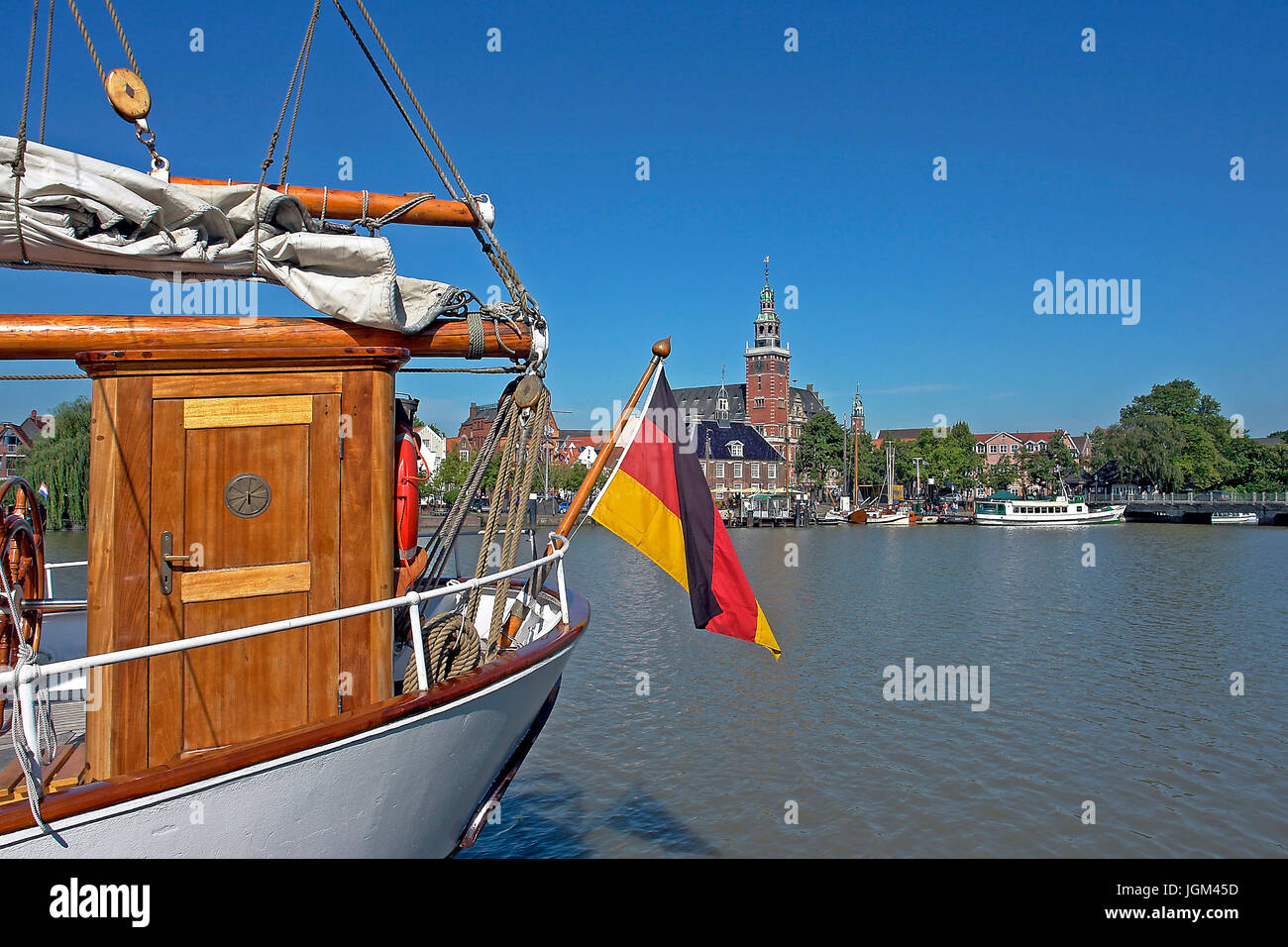 Europe, the Federal Republic of Germany, the FRG, Lower Saxony, East Friesland, Blank, town, harbour, scales, city hall, museum harbour, passenger shi Stock Photo