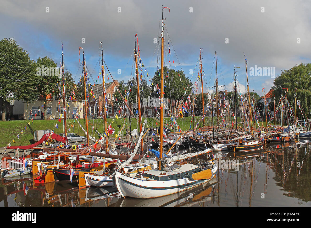 The Federal Republic of Germany, Lower Saxony, Norddeuschland, North Sea coast, East Friesland, Carolinensiel, harbour party, harbour, floodgate harbo Stock Photo