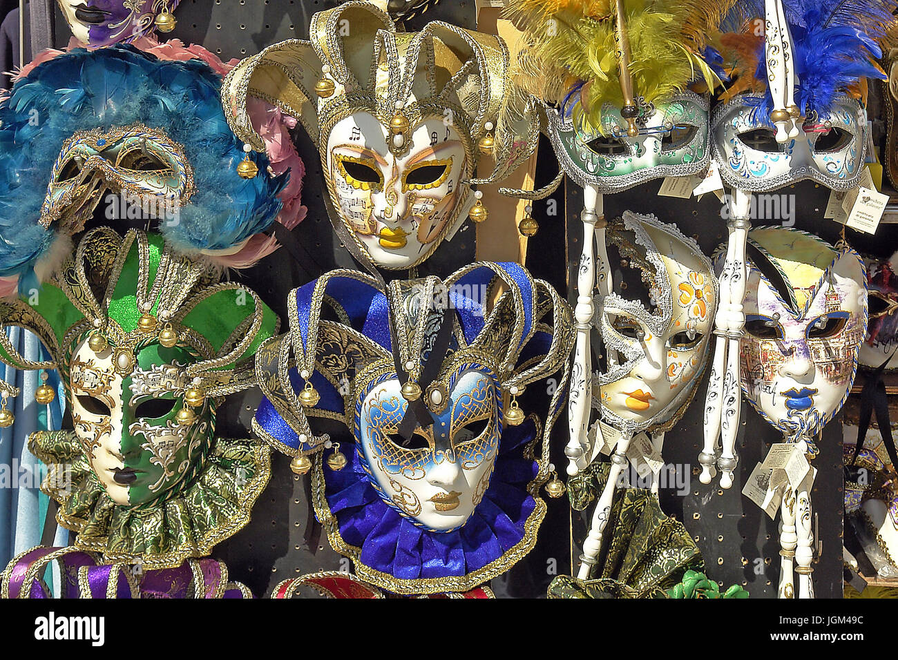 Europe, Italy, Venice, mask, masks, carnival, Carneval, Venetian, shop-windows, store bar, business, sales, mask sales, offer, tourism, tradition, hor Stock Photo