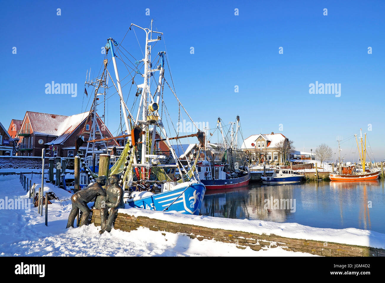 The Federal Republic of Germany, the North Sea, Lower Saxony, East Friesland, Neuharlingersiel, fishing port, floodgate harbour, cutter harbour, fishi Stock Photo