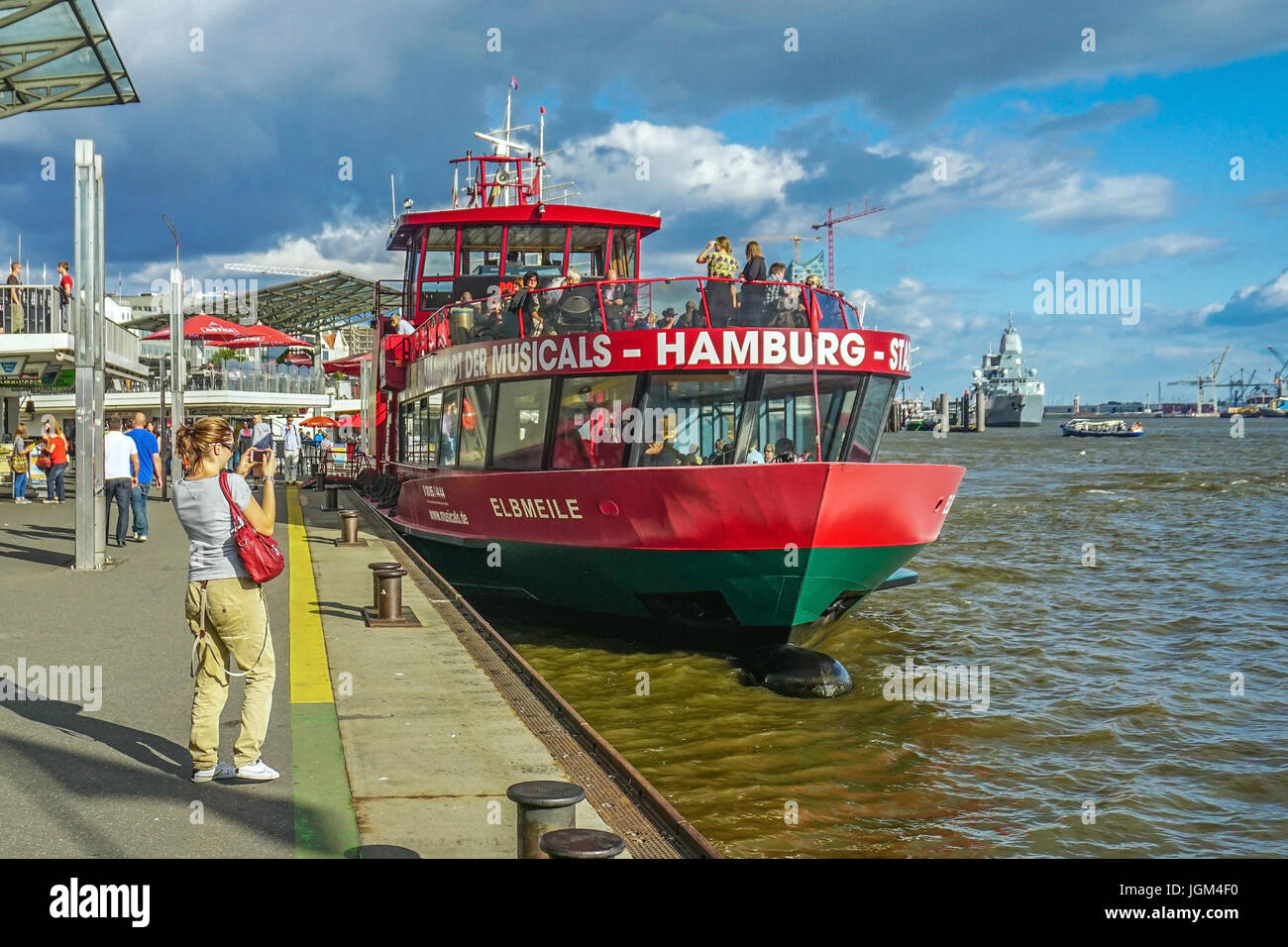 The Federal Republic of Germany, Hamburg, harbour, ship, ships, sailing ship, sailing ships, longboat, round trip, Fafenrundfahrt, Reede, transport, t Stock Photo