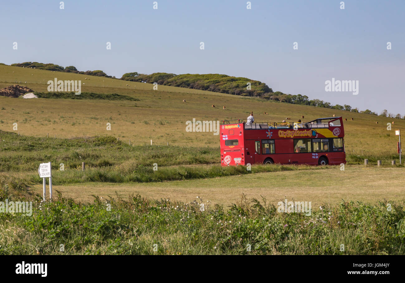 Beachy Head, Sussex - June 11, 2015:  Beachie Head pub nestling in the south downs hills. Head, Sussex - June 11, 2015:  Beachie Head pub nestling Stock Photo