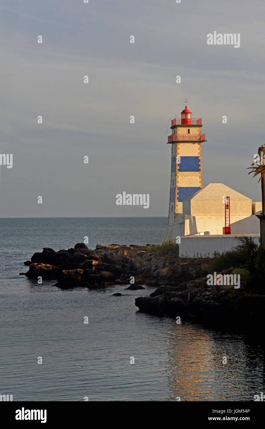 Santa Marta Lighthouse in Cascais, Lisboa region, Portugal Stock Photo