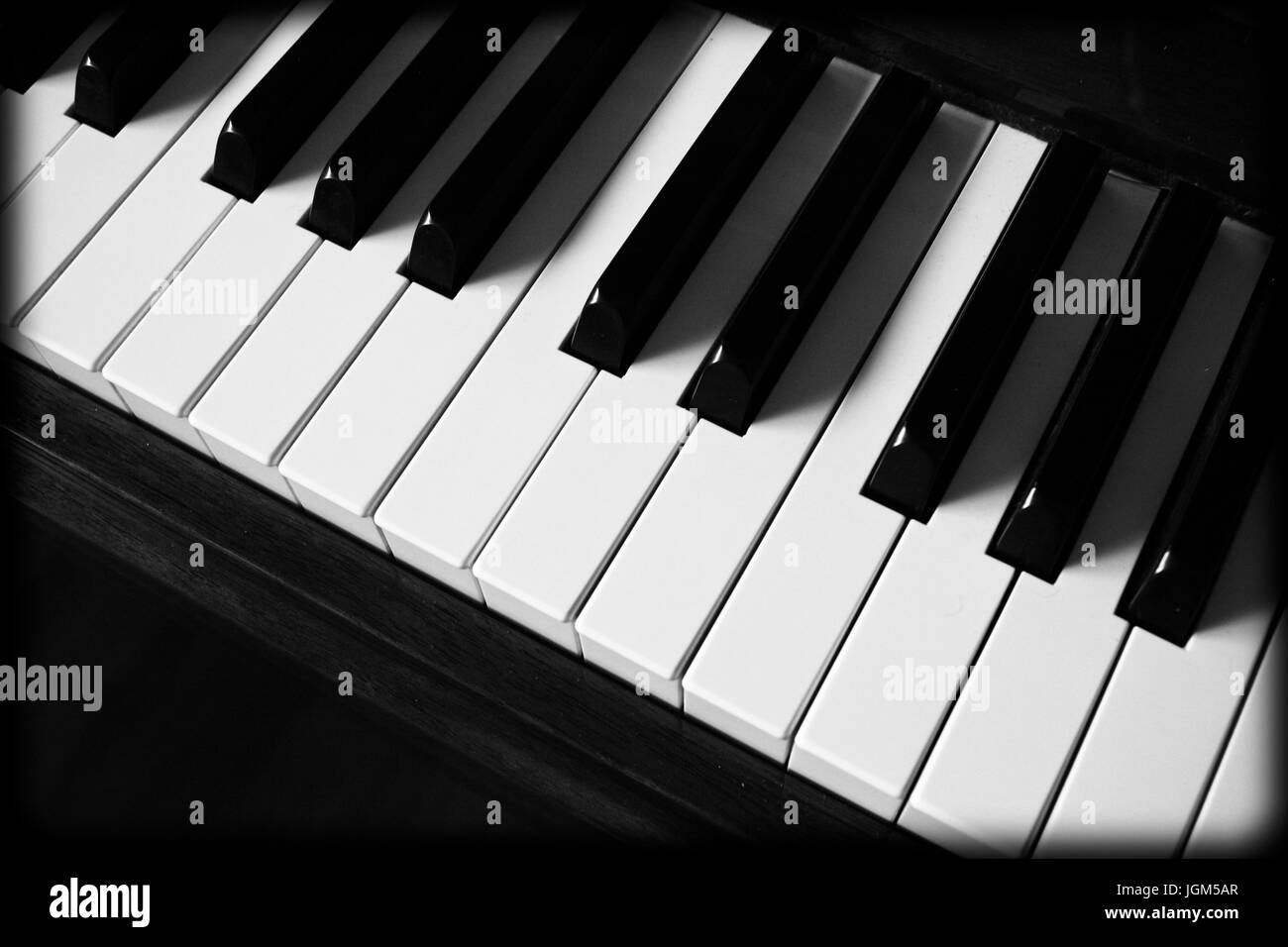 Black and White Piano Keys in high contrast Stock Photo