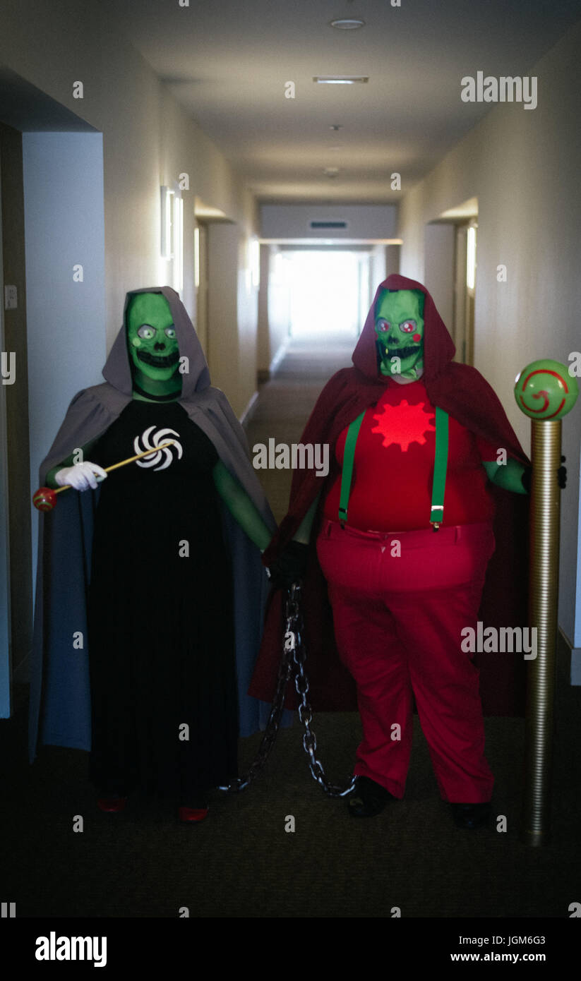 2 girls dressed up in Homestuck cosplay at Fanime convention Stock Photo