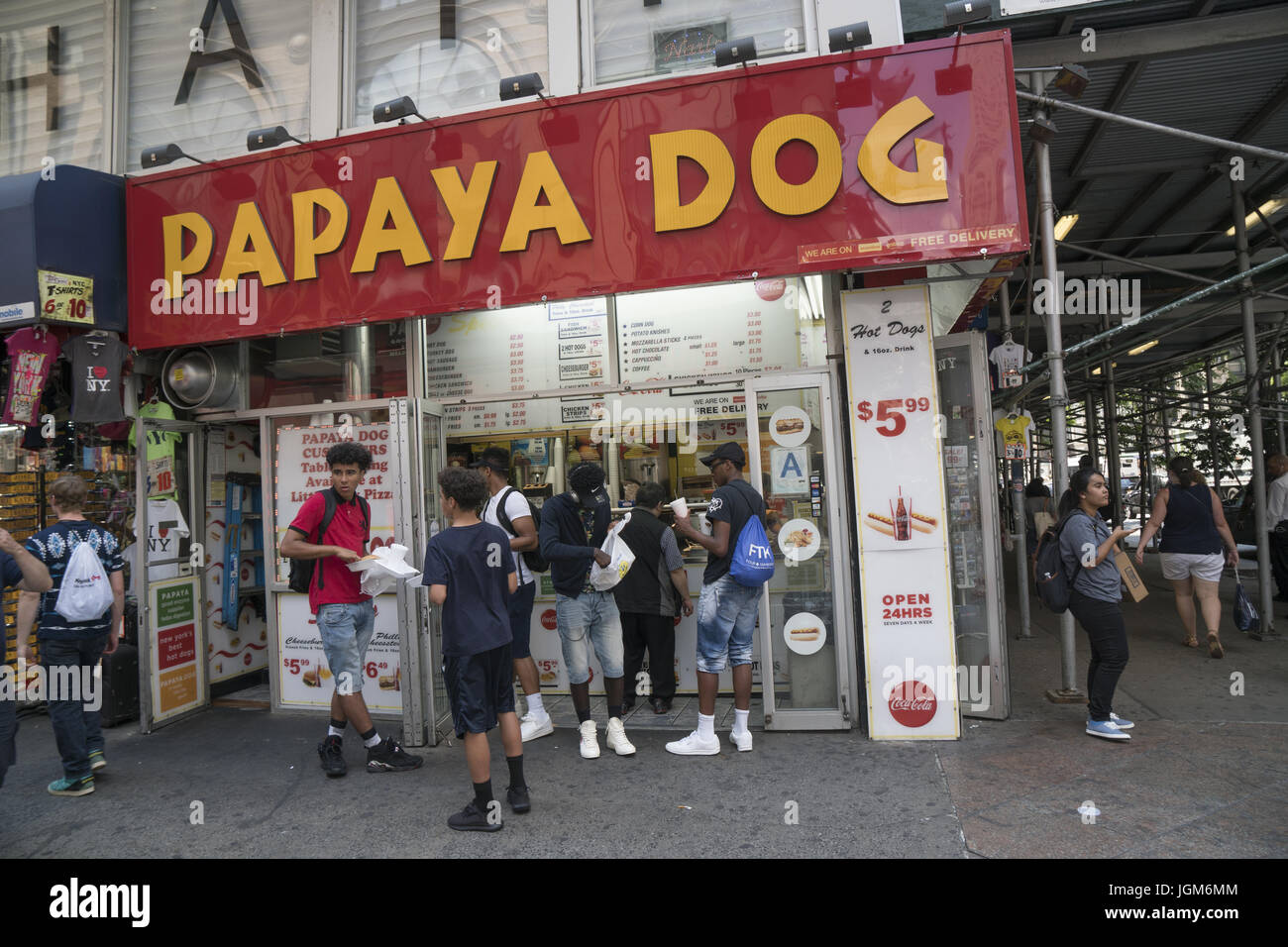 Popular Papaya Dog stand on 5th Avenue at 33rd Street in Manhattran