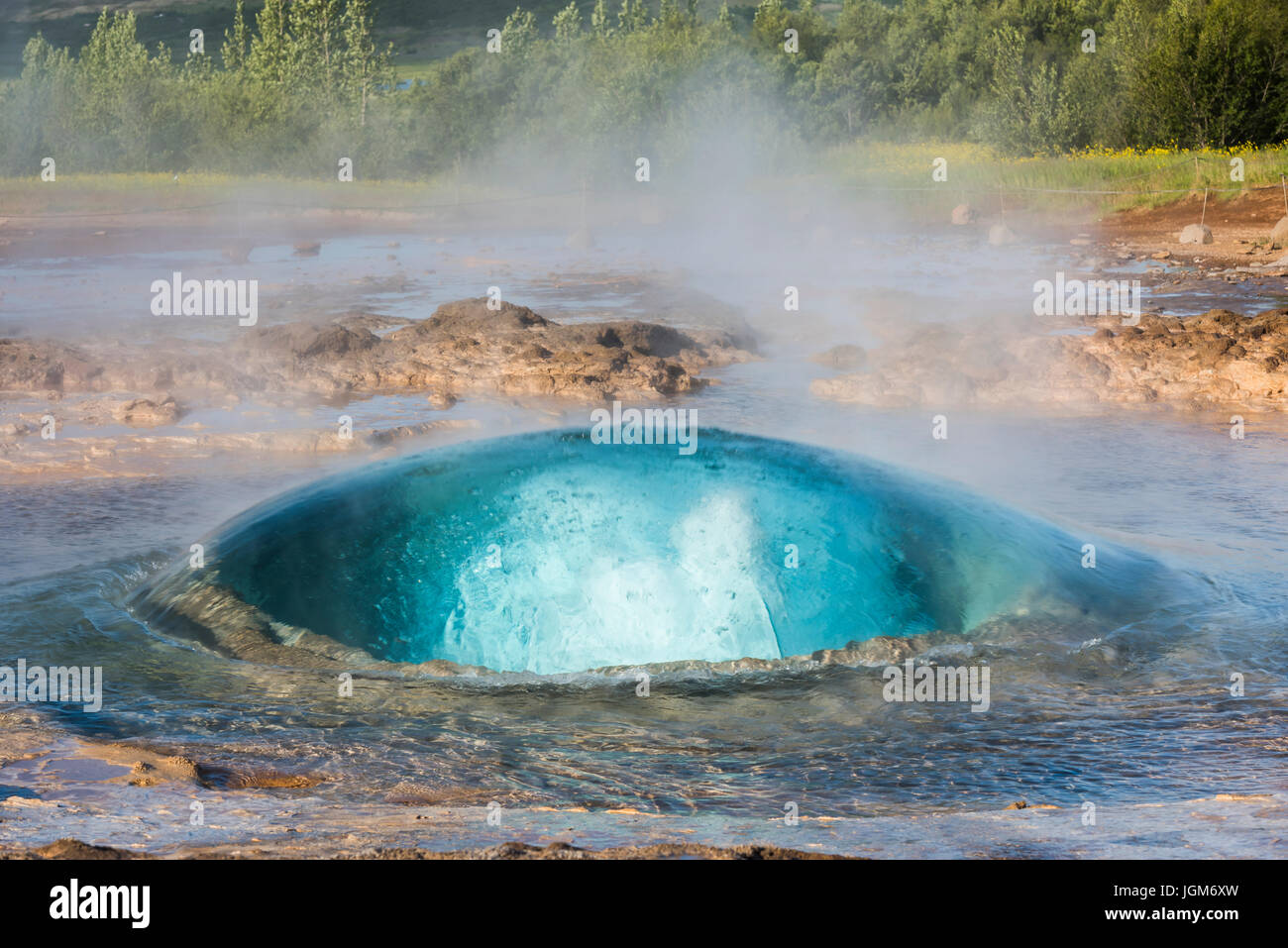 Erupting hot spring geysir on Iceland Stock Photo Alamy