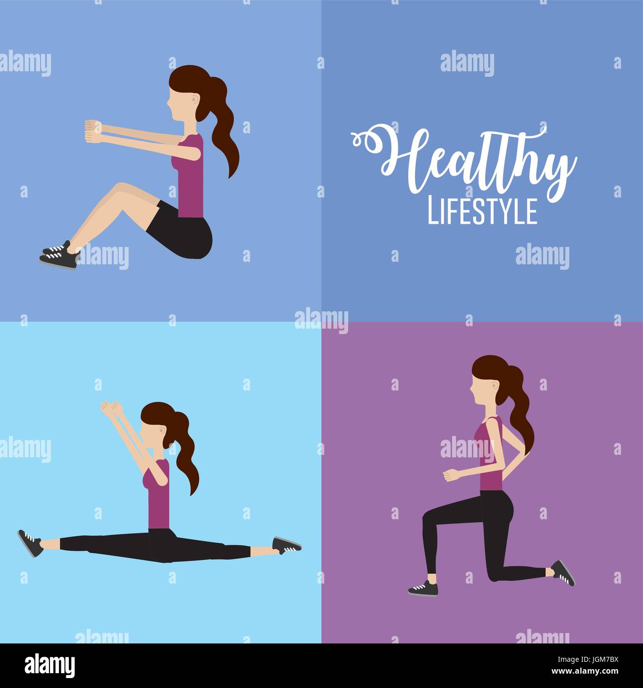 set woman healthy lifestyle to do exercise Stock Vector Image & Art - Alamy