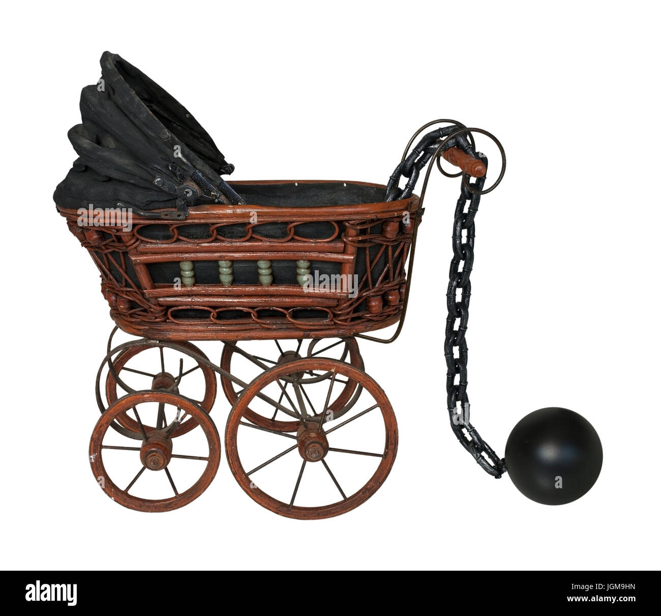 Large metal ball and chain with Bassinet - path included Stock Photo