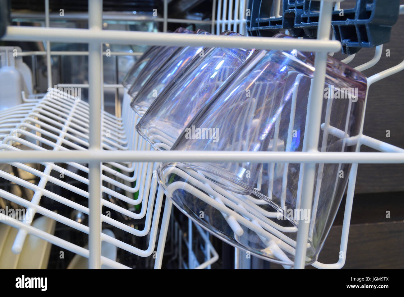 Dishware clean after washing in the dishwasher Stock Photo Alamy