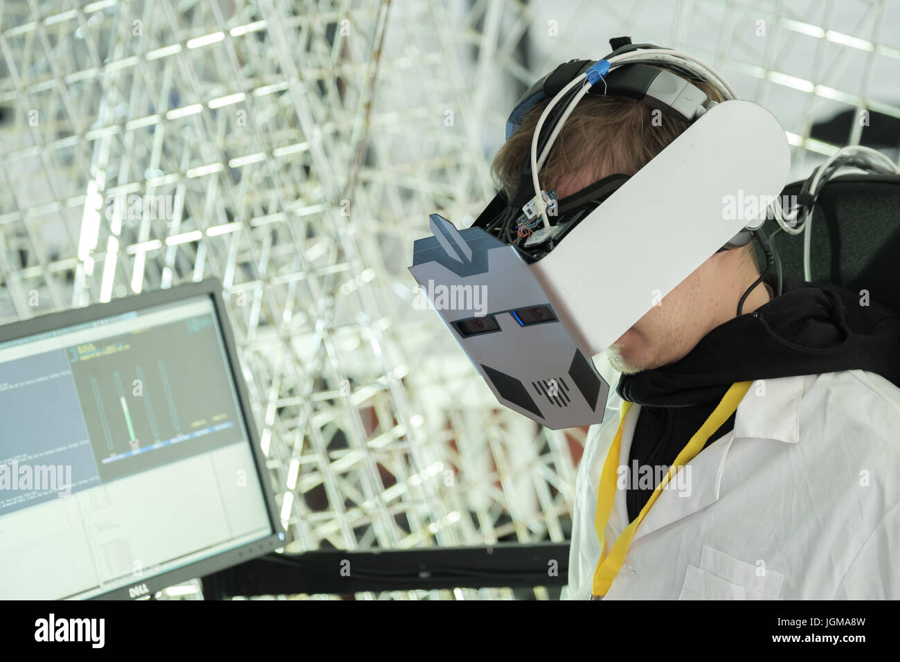 Demonstration of new developments in the virtual reality hardware Stock Photo Alamy