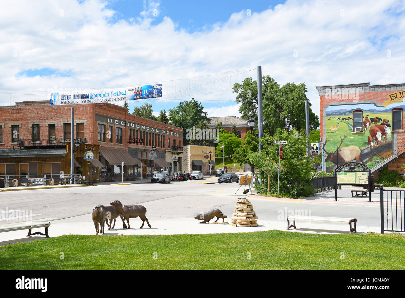 BUFFALO, WYOMING - JUNE 23, 2017: The Occidental Hotel. Founded in 1880 at the foot of the Bighorn Mountains near the Bozeman Trail, it became one of  Stock Photo