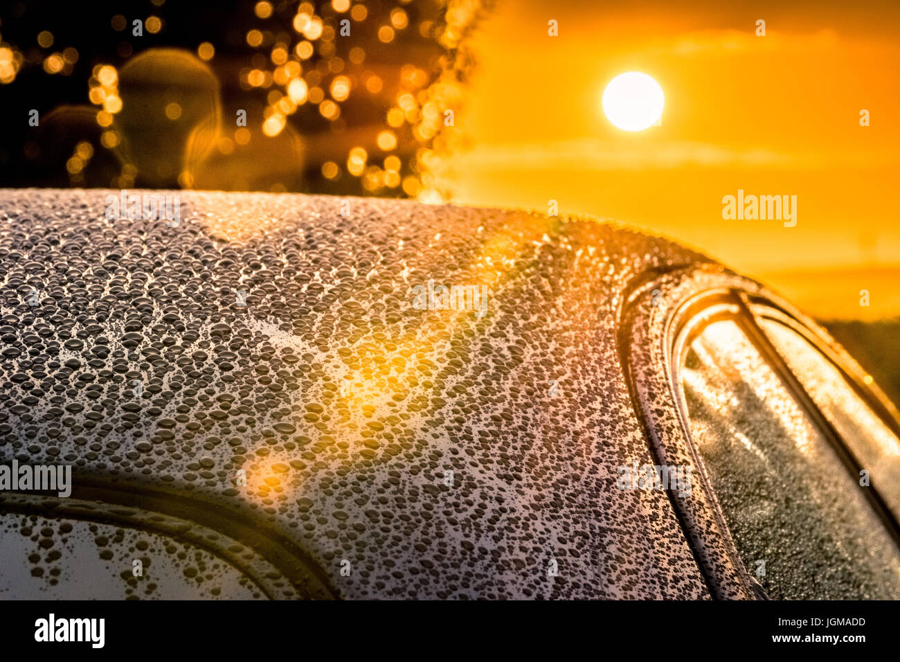 Car Detailing Sunset Beading Stock Photo Alamy