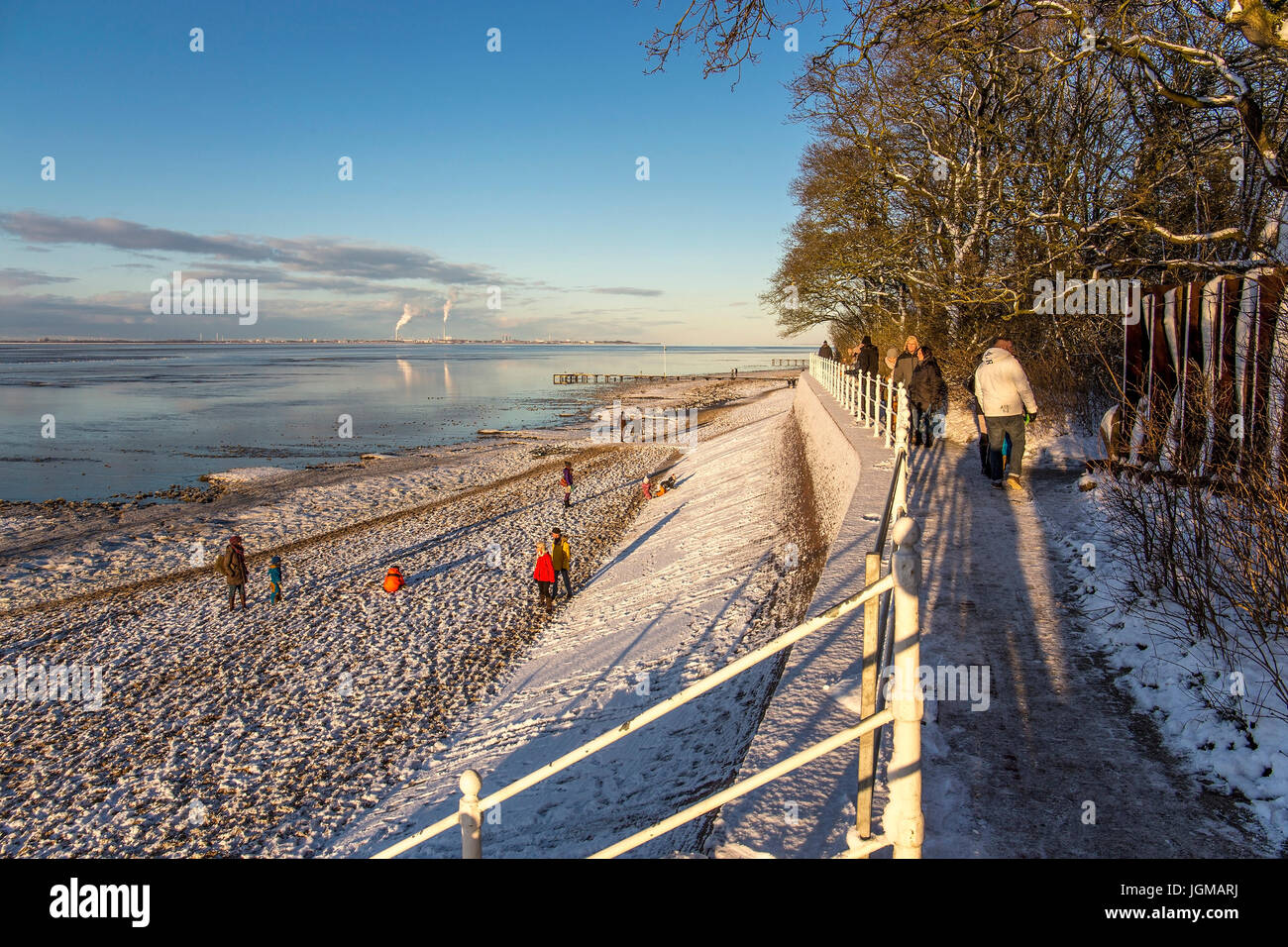 Europe, the Federal Republic of Germany, Lower Saxony, Dangast, Varel, jade, Butjadingen, winter, season, sculpture, ice, Butjada, scenery, park-bench Stock Photo