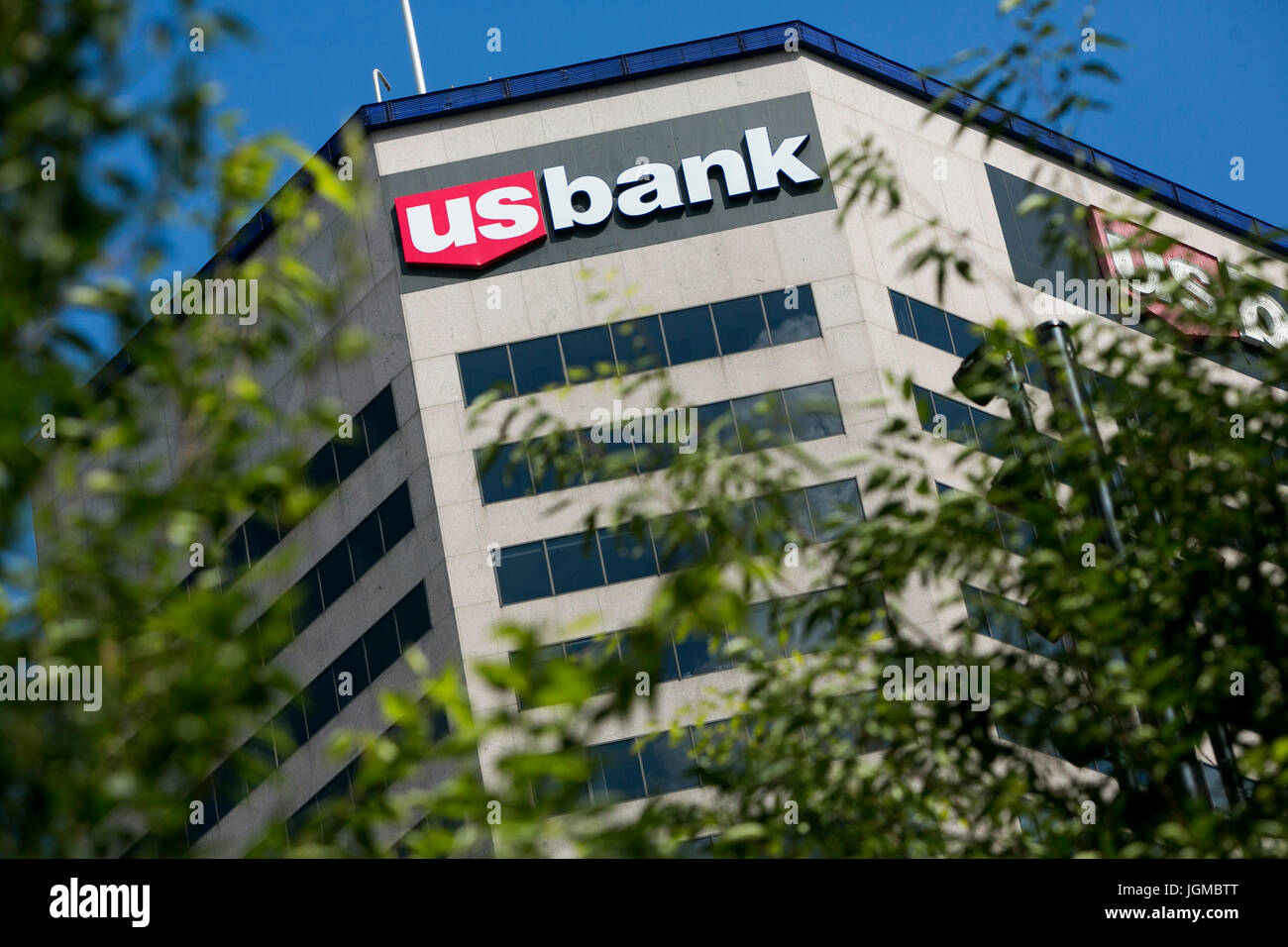 A logo sign outside of facility occupied by U.S. Bancorp (Bank) in ...