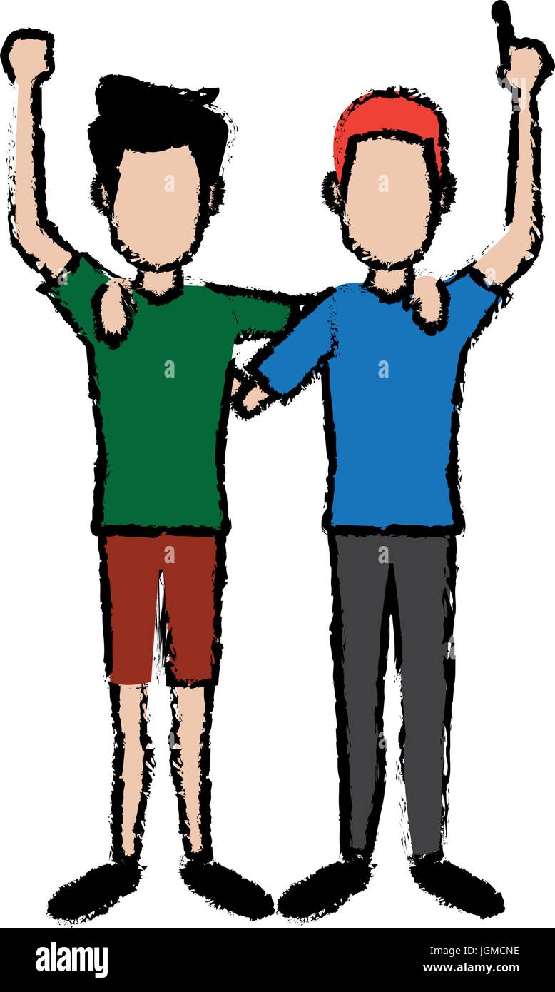 Cartoon Illustration Two Friends Hugging Hi Res Stock Photography And Images Alamy