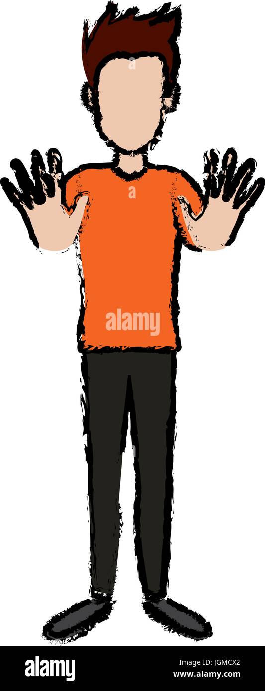 standing young man character gesturing cheerful people Stock Vector ...