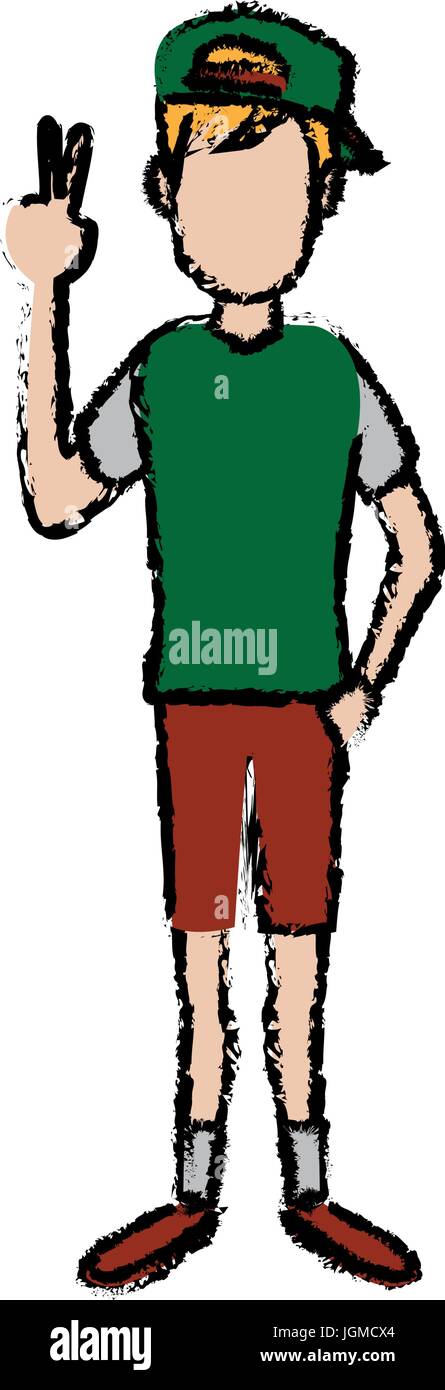 standing young man character gesturing cheerful people Stock Vector ...