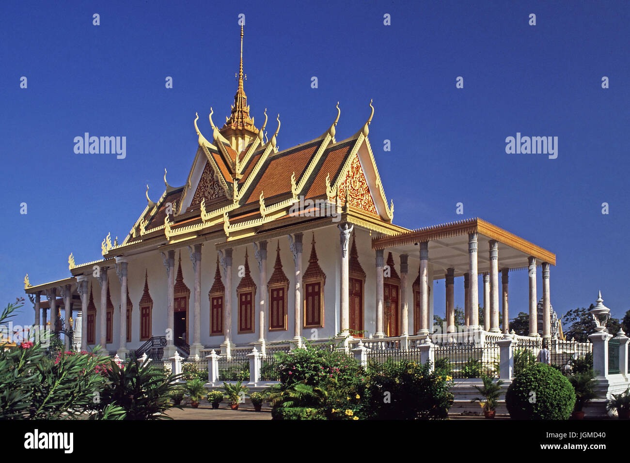 The royal palace in Pnom Penh, the Silver Pagoda, Der koenigliche Palast in Pnom Penh Stock Photo